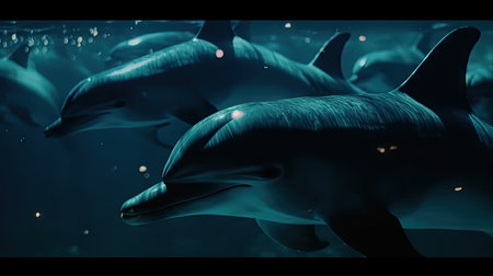 Illustration of a dolphin lumbe in the sea, 3d realisticの素材