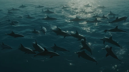 Illustration of a dolphin lumbe in the sea, 3d realisticの素材