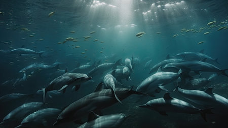 Illustration of a dolphin lumbe in the sea, 3d realisticの素材