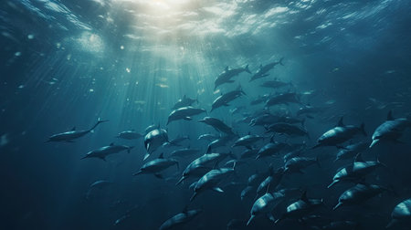 Illustration of a dolphin lumbe in the sea, 3d realisticの素材