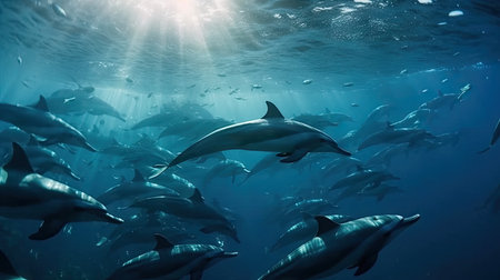 Illustration of a dolphin lumbe in the sea, 3d realisticの素材