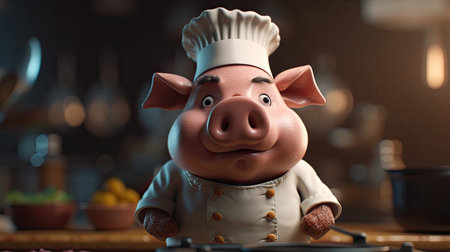 Animated illustration of pig animals in various professions, 3d realisticの素材
