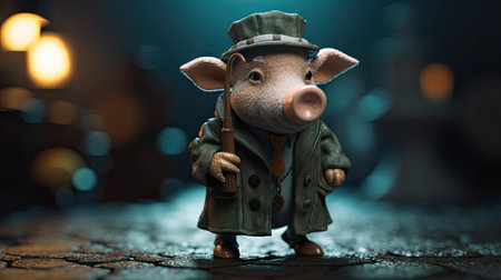 Animated illustration of pig animals in various professions, 3d realisticの素材