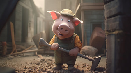 Animated illustration of pig animals in various professions, 3d realisticの素材