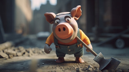 Animated illustration of pig animals in various professions, 3d realisticの素材