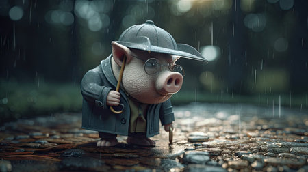 Animated illustration of pig animals in various professions, 3d realisticの素材