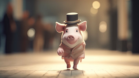 Animated illustration of pig animals in various professions, 3d realisticの素材