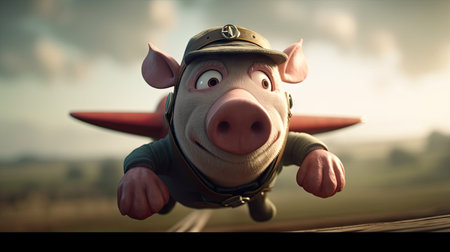 Animated illustration of pig animals in various professions, 3d realisticの素材