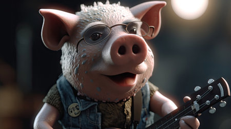 Animated illustration of pig animals in various professions, 3d realisticの素材