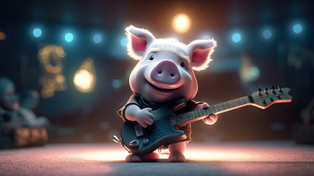 Animated illustration of pig animals in various professions, 3d realisticの素材