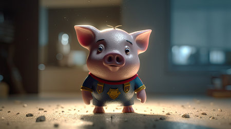 Animated illustration of pig animals in various professions, 3d realisticの素材
