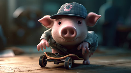 Animated illustration of pig animals in various professions, 3d realisticの素材