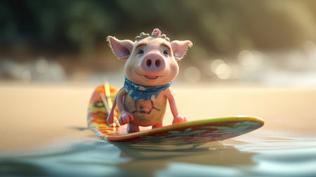 Animated illustration of pig animals in various professions, 3d realisticの素材