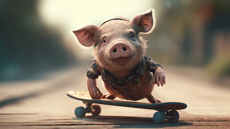 Animated illustration of pig animals in various professions, 3d realisticの素材