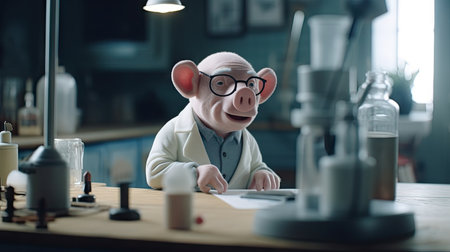 Animated illustration of pig animals in various professions, 3d realisticの素材