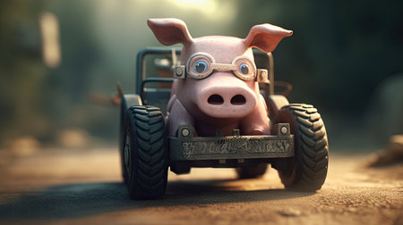 Animated illustration of pig animals in various professions, 3d realisticの素材