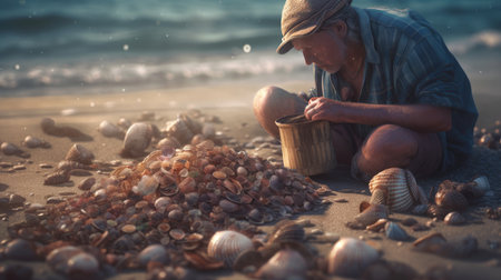 Illustration of the sea and marine life in it, 3d realisticの素材