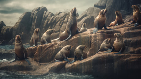 Illustration of the sea and marine life in it, 3d realisticの素材