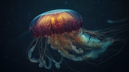 Illustration of the sea and marine life in it, 3d realisticの素材