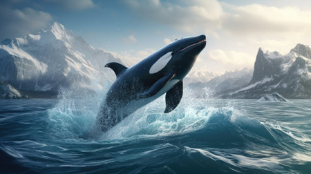 Illustration of the sea and marine life in it, 3d realisticの素材