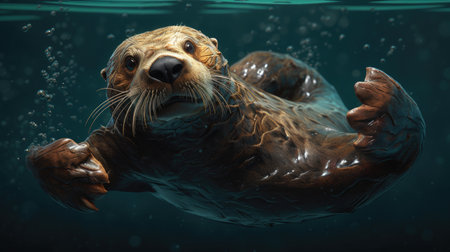 Illustration of the sea and marine life in it, 3d realisticの素材