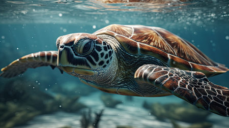 Illustration of the sea and marine life in it, 3d realisticの素材