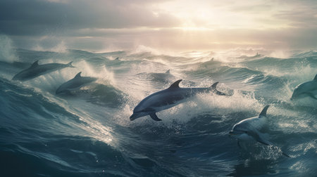 Illustration of the sea and marine life in it, 3d realisticの素材