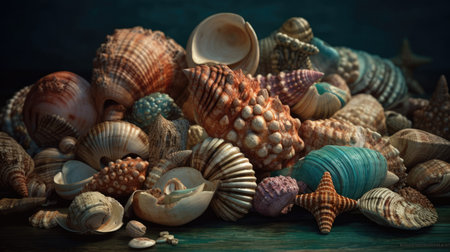 Illustration of the sea and marine life in it, 3d realisticの素材