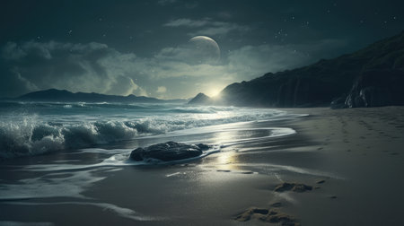 Illustration of the sea and marine life in it, 3d realisticの素材