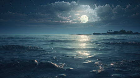 Illustration of the sea and marine life in it, 3d realisticの素材