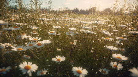 Illustration of morning sunlight with a beautiful view, 3d realisticの素材