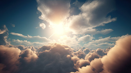 Illustration of morning sunlight with a beautiful view, 3d realisticの素材