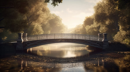 Illustration of morning sunlight with a beautiful view, 3d realisticの素材