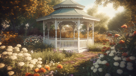 Illustration of morning sunlight with a beautiful view, 3d realisticの素材