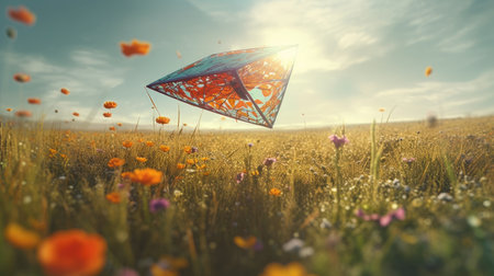 Illustration of morning sunlight with a beautiful view, 3d realisticの素材