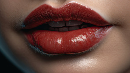 illustration of beautiful and beautiful young woman's lips, 3d realisticの素材