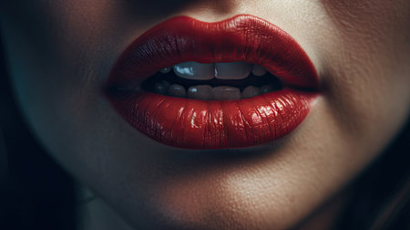illustration of beautiful and beautiful young woman's lips, 3d realisticの素材