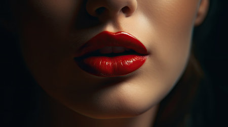 illustration of beautiful and beautiful young woman's lips, 3d realisticの素材
