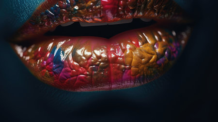 illustration of beautiful and beautiful young woman's lips, 3d realisticの素材