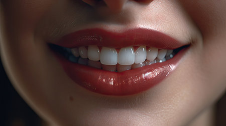 illustration of beautiful and beautiful young woman's lips, 3d realisticの素材