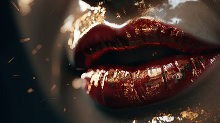 illustration of beautiful and beautiful young woman's lips, 3d realisticの素材
