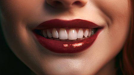 illustration of beautiful and beautiful young woman's lips, 3d realisticの素材