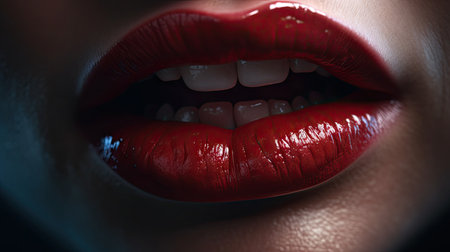 illustration of beautiful and beautiful young woman's lips, 3d realisticの素材