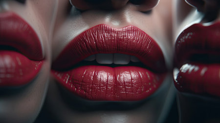 illustration of beautiful and beautiful young woman's lips, 3d realisticの素材