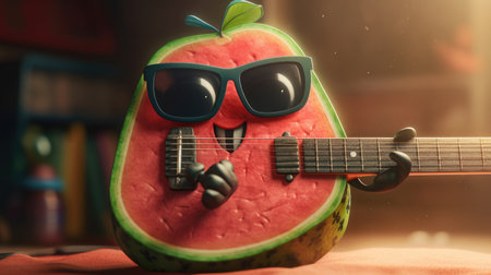 Illustration of fruits with happy emoticonsの素材