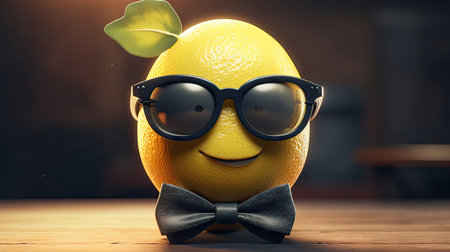 Illustration of fruits with happy emoticonsの素材