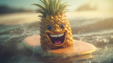 Illustration of fruits with happy emoticonsの素材