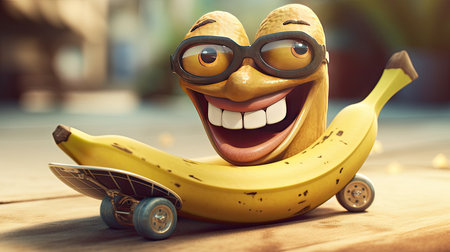 Illustration of fruits with happy emoticonsの素材