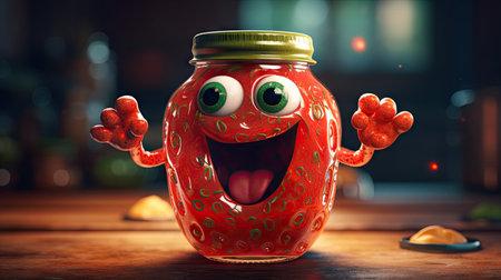 Illustration of fruits with happy emoticonsの素材