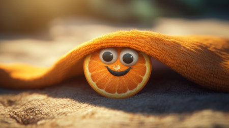 Illustration of fruits with happy emoticonsの素材